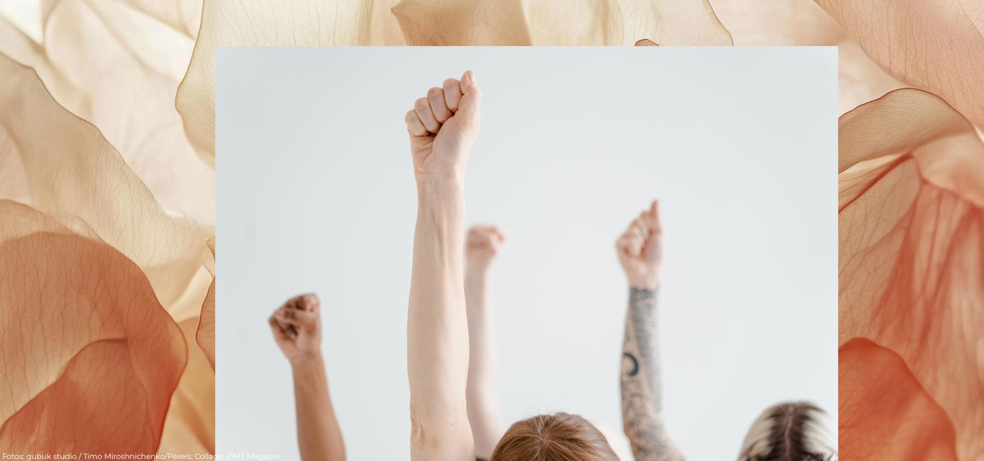 5 Illustration: weiblich gelesene Figur hält Kuchen an der offenen Backofentür, Sprachblase mit Herz, im Hintergrund männlich gelesene Figur hält mit einer Hand eine Schüssel, im Vordergrund Radio mit Lautstärkezeichen